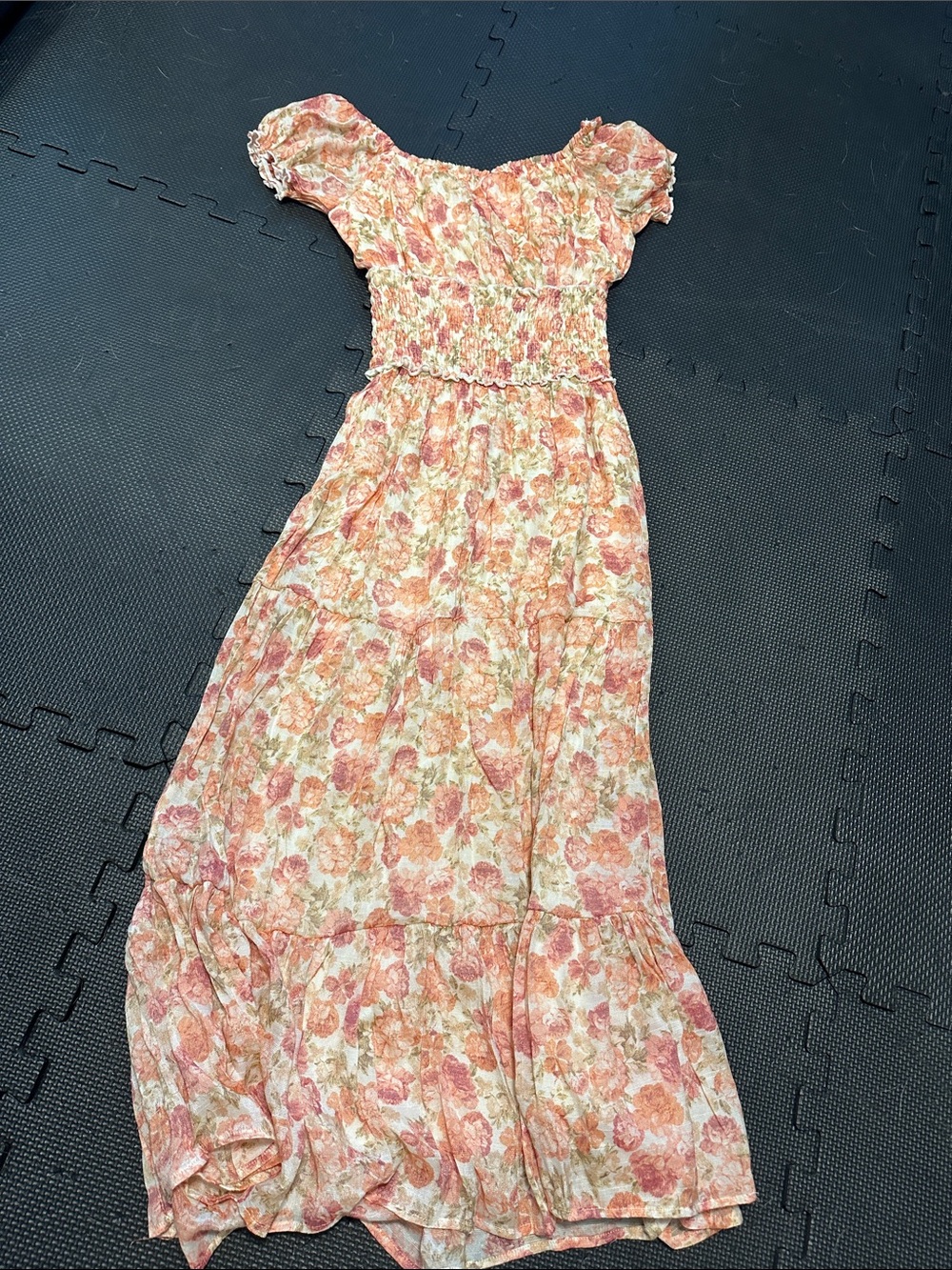 Trixxi Floral Maxi Dress in Peach and Cream